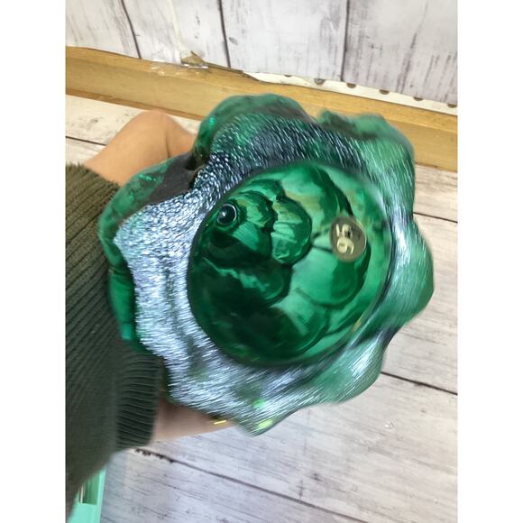 Vintage-Style Green Glass Light-Up Christmas Tree Figurine - Flocked Snow Decor - Picture 4 of 6